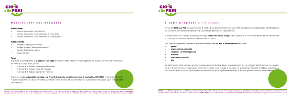 Gioca alla Pari - documento di presentazione del progetto alle scuole