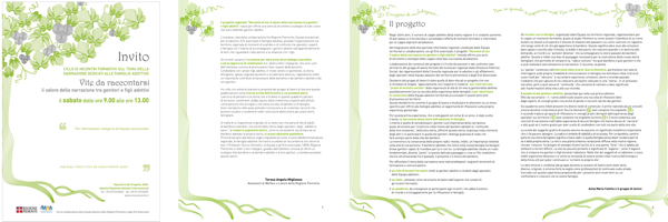 Invito alla presentazione del progetto e pagine interne del quaderno Vite da raccontarsi
